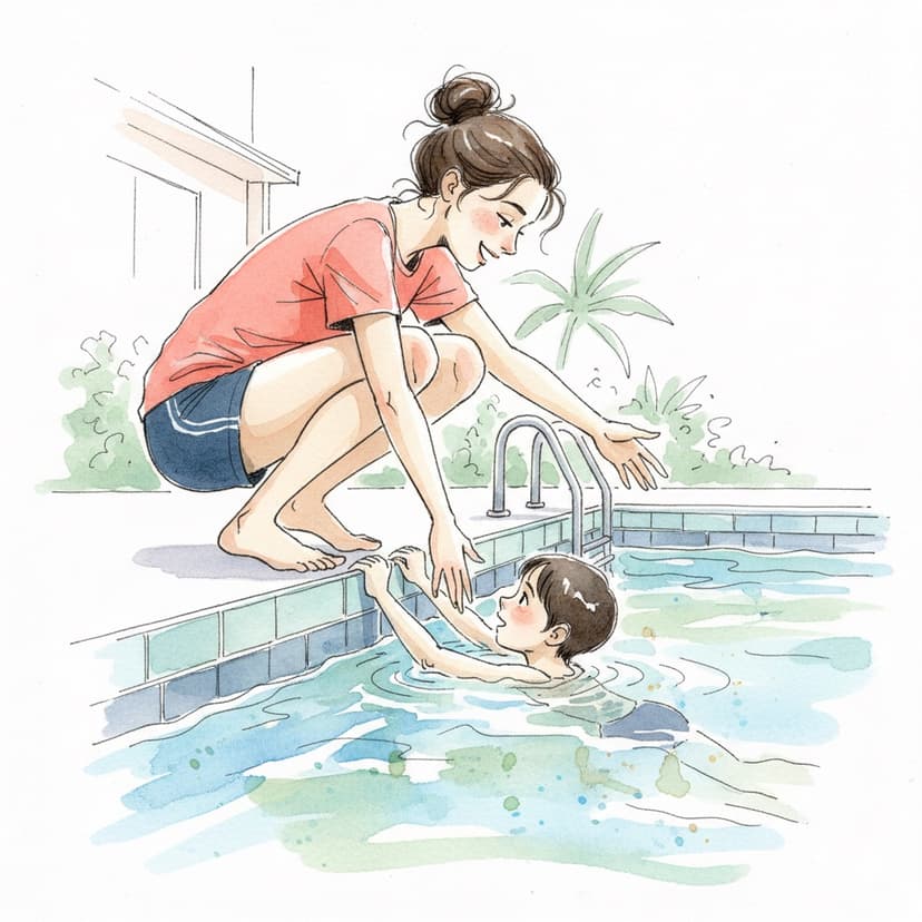 Illustration apprentissage de la natation
